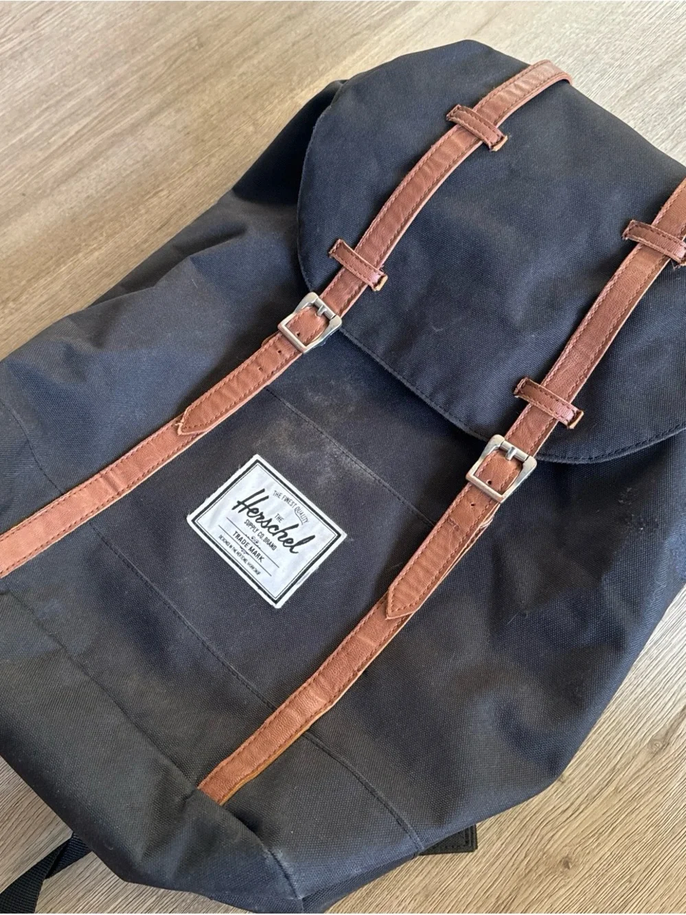 Herschel Supply Company Heritage Black Backpack with Brown Trim